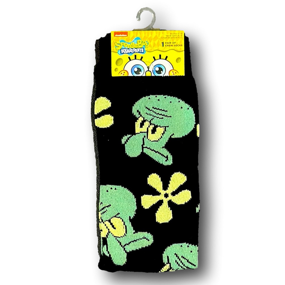 3/$20 Squidward Sponge Bob Square Pants Funny Novelty Crew Socks - NWT - Picture 1 of 2